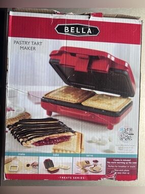 Bella Electric Treats Pastry Tart Maker Nonstick 2 Slot 800W New